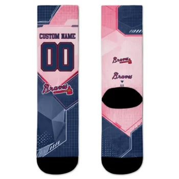 Atlanta Braves Socks Personalized Geometric Tech Navy Best Selling