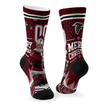 Atlanta Falcons Socks Custom Snowy Scene Red White Fashion Forward