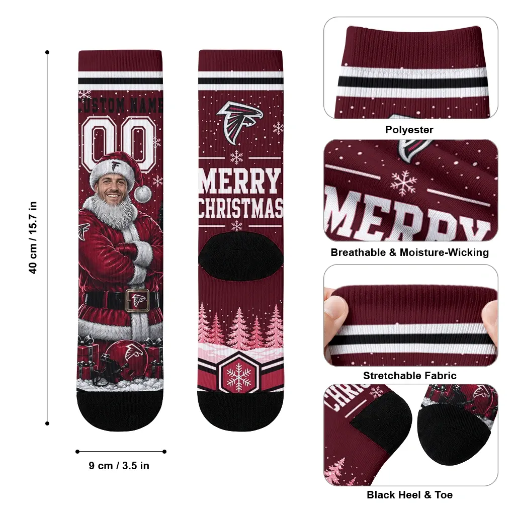 Atlanta Falcons Socks Custom Snowy Scene Red White High Quality Atlanta Falcons Socks Custom Snowy Scene Red White High Quality