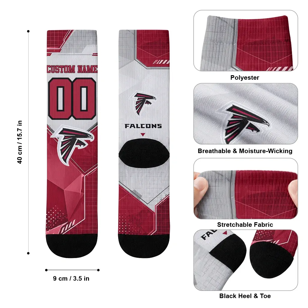 Atlanta Falcons Socks Personalized Geometric Tech Red High Quality Atlanta Falcons Socks Personalized Geometric Tech Red High Quality