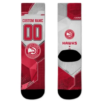 Atlanta Hawks Socks Custom Geometric Tech Red Best Selling