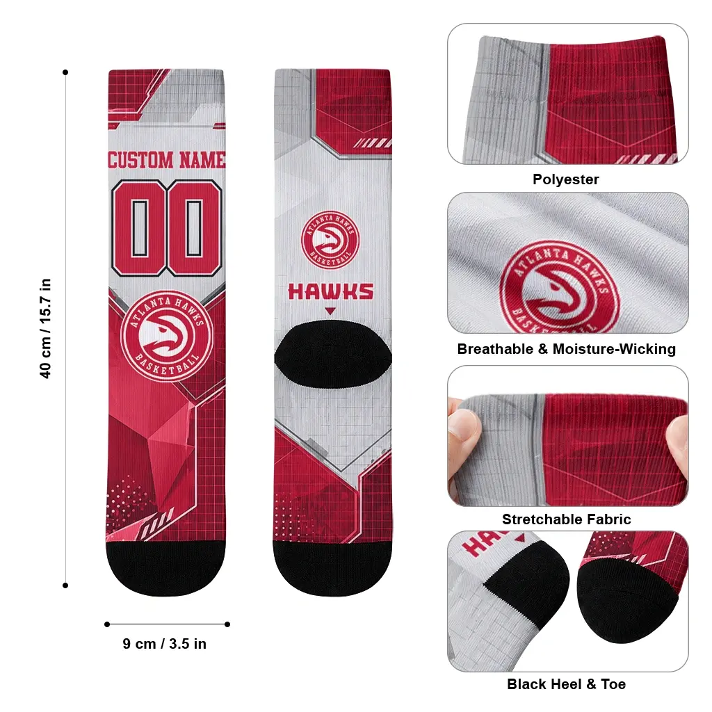 Atlanta Hawks Socks Custom Geometric Tech Red High Quality Atlanta Hawks Socks Custom Geometric Tech Red High Quality
