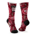 Atlanta Hawks Socks Custom Scattered Icons Red Best Selling