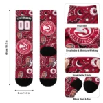 Atlanta Hawks Socks Custom Scattered Icons Red Best Selling