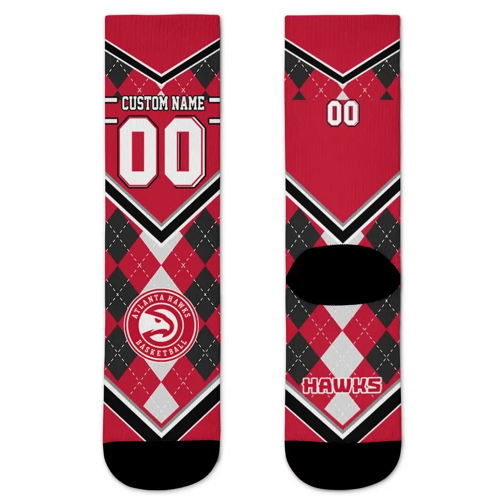 Atlanta Hawks Socks Customized Argyle Pattern Red Best Selling Atlanta Hawks Socks Customized Argyle Pattern Red Best Selling