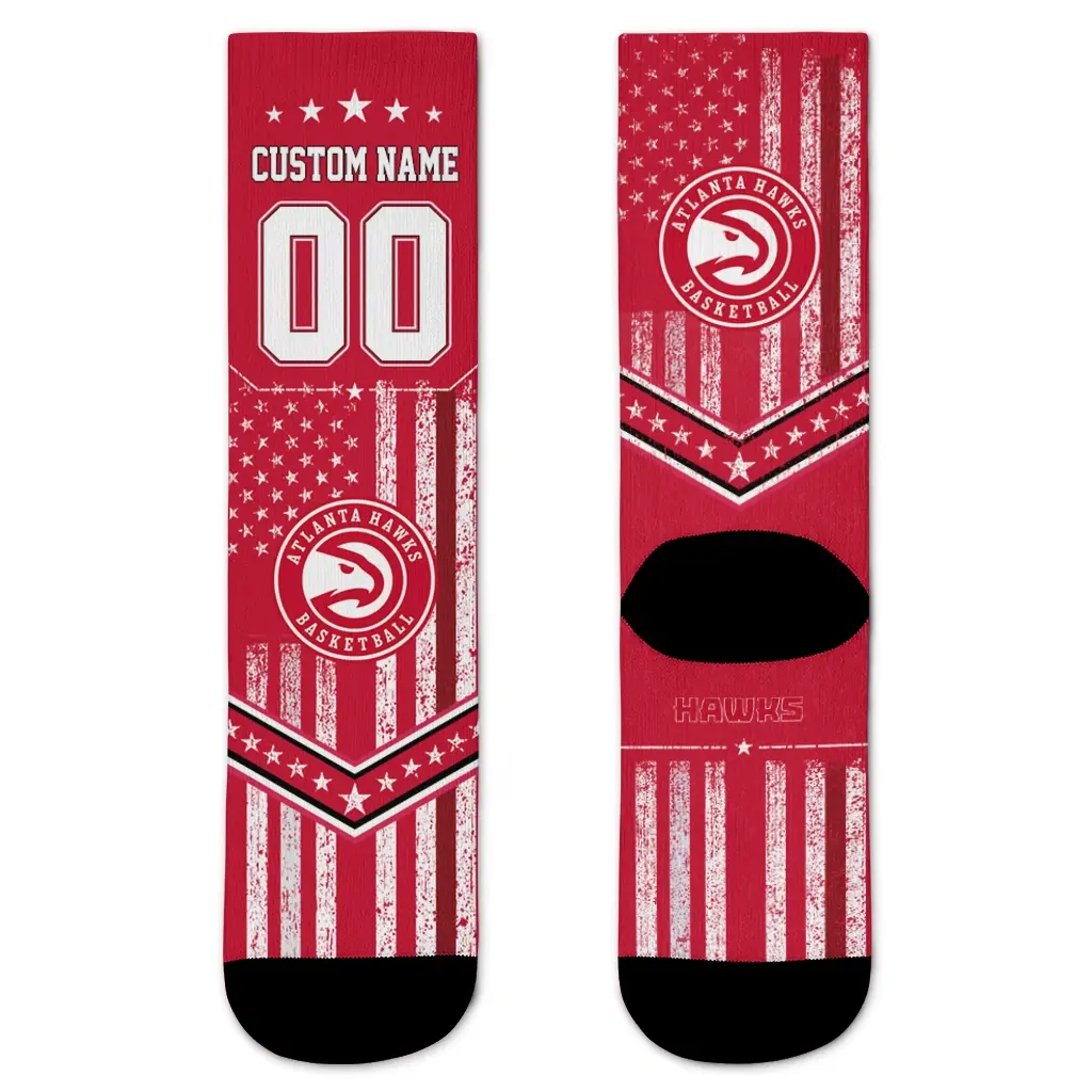 Atlanta Hawks Socks Customized Star Stripes Red White Best Selling Atlanta Hawks Socks Customized Star Stripes Red White Best Selling