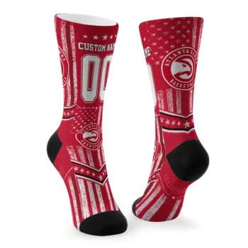 Atlanta Hawks Socks Customized Star Stripes Red White Fashion Forward