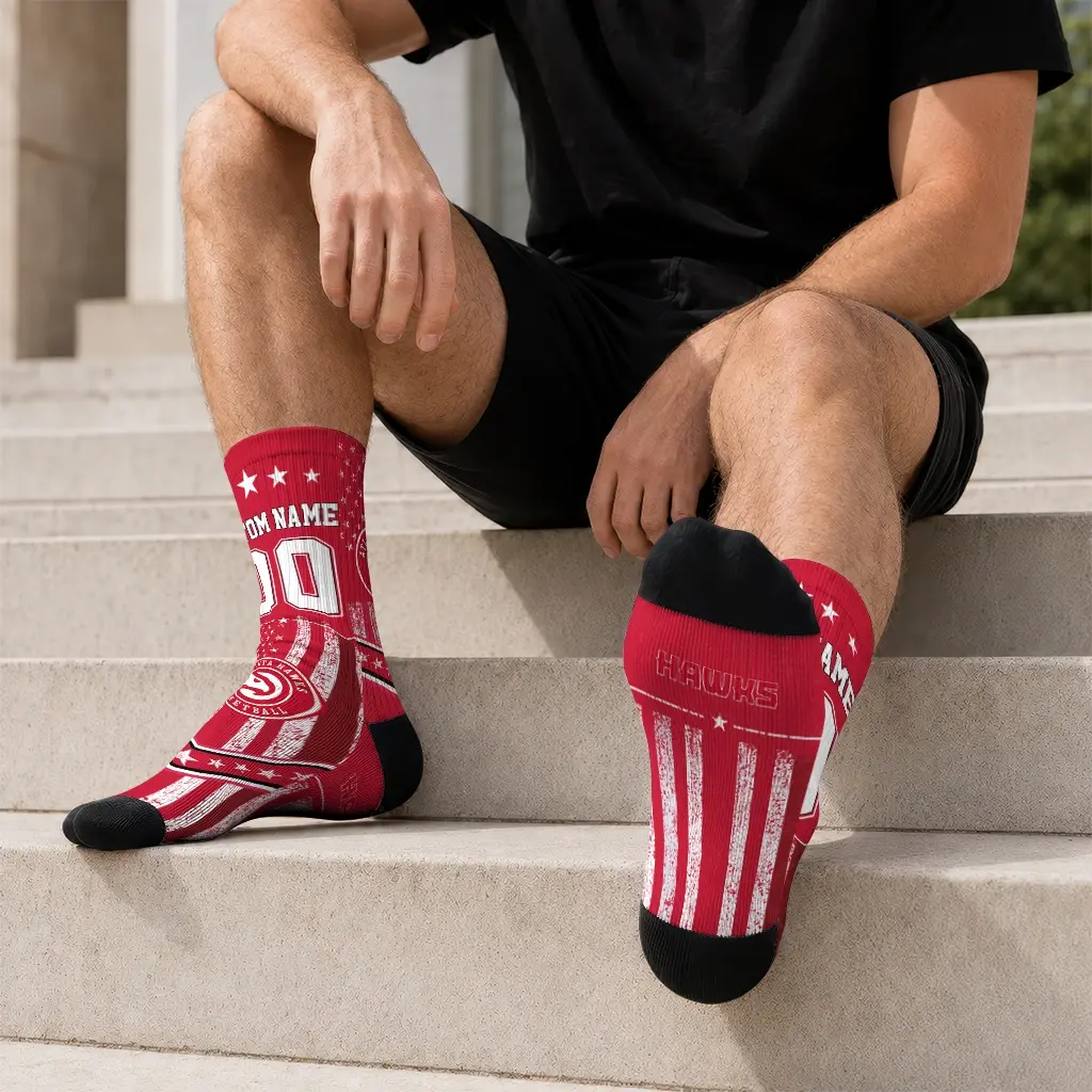 Atlanta Hawks Socks Customized Star Stripes Red White Latest Model Atlanta Hawks Socks Customized Star Stripes Red White Latest Model