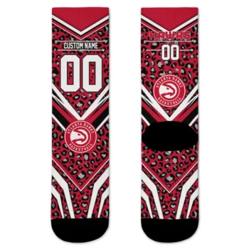 Atlanta Hawks Socks Personalized Leopard Print Red Black Best Selling