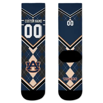 Auburn Tigers Socks Personalized Argyle Pattern Navy Blue Best Selling
