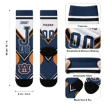 Auburn Tigers Socks Personalized Arrow Blocks Navy Blue Best Selling
