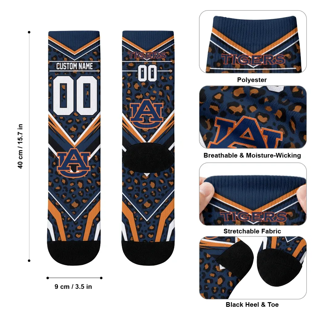 Auburn Tigers Socks Personalized Leopard Print Navy Blue Black High Quality Auburn Tigers Socks Personalized Leopard Print Navy Blue Black High Quality