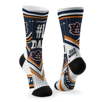 Auburn Tigers Socks Personalized Pinstripe Chevron Navy Blue White Fashion Forward