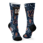 Auburn Tigers Socks Personalized Scattered Icons Navy Blue Best Selling