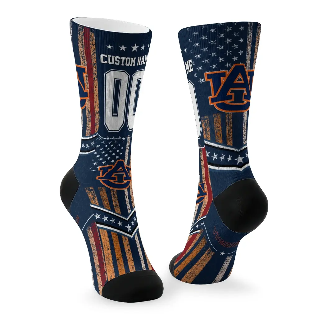 Auburn Tigers Socks Personalized Star Stripes Navy Blue White Fashion Forward Auburn Tigers Socks Personalized Star Stripes Navy Blue White Fashion Forward