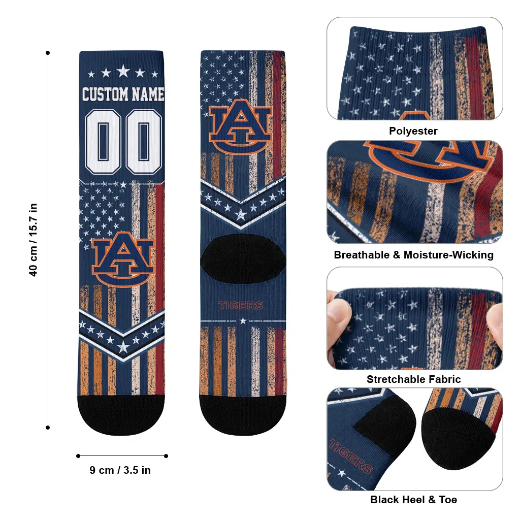 Auburn Tigers Socks Personalized Star Stripes Navy Blue White High Quality Auburn Tigers Socks Personalized Star Stripes Navy Blue White High Quality