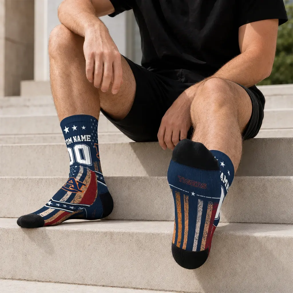Auburn Tigers Socks Personalized Star Stripes Navy Blue White Latest Model Auburn Tigers Socks Personalized Star Stripes Navy Blue White Latest Model