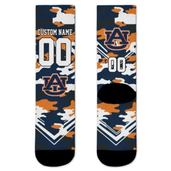 Auburn Tigers Socks Personalized Woodland Camo Navy Blue Best Selling