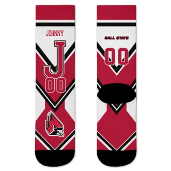 Ball State Cardinals Socks Personalized Arrow Blocks Red Best Selling