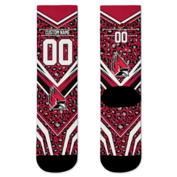 Ball State Cardinals Socks Personalized Leopard Print Red Black Best Selling