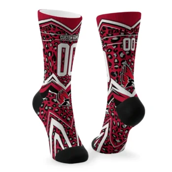 Ball State Cardinals Socks Personalized Leopard Print Red Black Fashion Forward