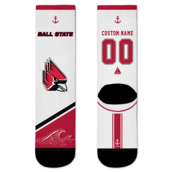 Ball State Cardinals Socks Personalized Nautical Icons Red White Best Selling