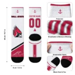 Ball State Cardinals Socks Personalized Nautical Icons Red White Best Selling