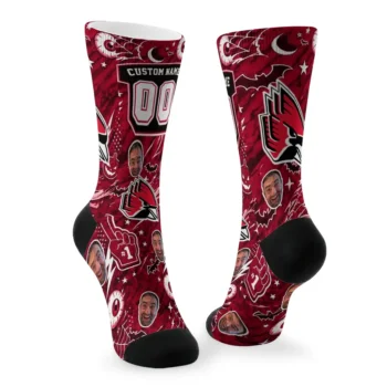 Ball State Cardinals Socks Personalized Scattered Icons Red Fashion Forward