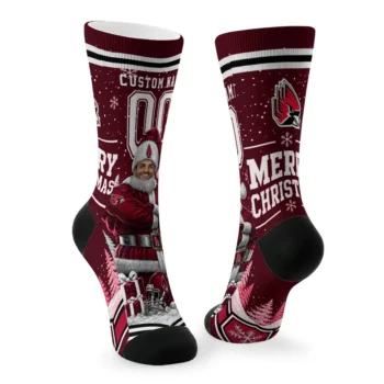 Ball State Cardinals Socks Personalized Snowy Scene Red White Fashion Forward