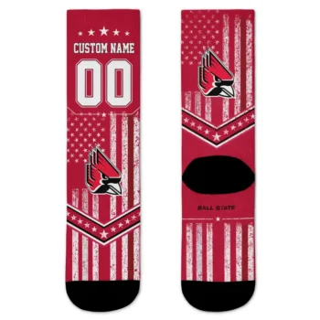Ball State Cardinals Socks Personalized Star Stripes Red White Best Selling