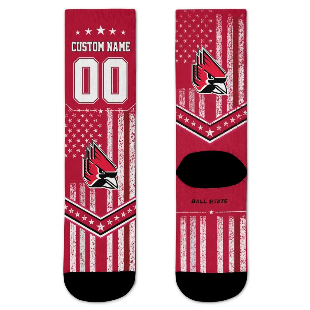 Ball State Cardinals Socks Personalized Star Stripes Red White Best Selling Ball State Cardinals Socks Personalized Star Stripes Red White Best Selling