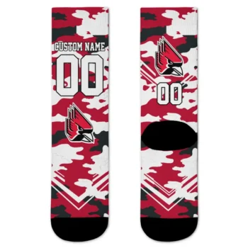 Ball State Cardinals Socks Personalized Woodland Camo Red Best Selling