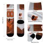 Baltimore Orioles Socks Custom Geometric Tech Orange Best Selling