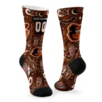 Baltimore Orioles Socks Custom Scattered Icons Orange Best Selling