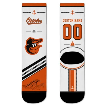 Baltimore Orioles Socks - Customized Nautical Icons Orange White