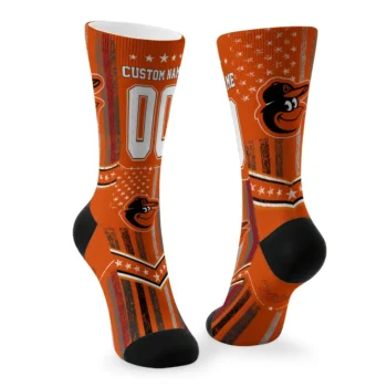 Baltimore Orioles Socks Customized Star Stripes Orange White Fashion Forward