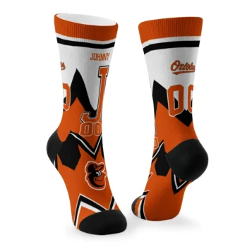 Baltimore Orioles Socks Personalized Arrow Blocks Orange Fashion Forward