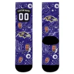 Baltimore Ravens Socks Custom Scattered Icons Purple Best Selling