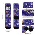 Baltimore Ravens Socks Custom Scattered Icons Purple Best Selling