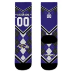 Baltimore Ravens Socks Customized Argyle Pattern Purple Best Selling