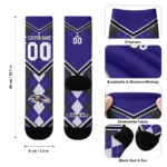 Baltimore Ravens Socks Customized Argyle Pattern Purple Best Selling