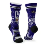 Baltimore Ravens Socks Customized Snowy Scene Purple White Best Selling
