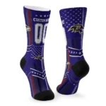Baltimore Ravens Socks Customized Star Stripes Purple White Best Selling