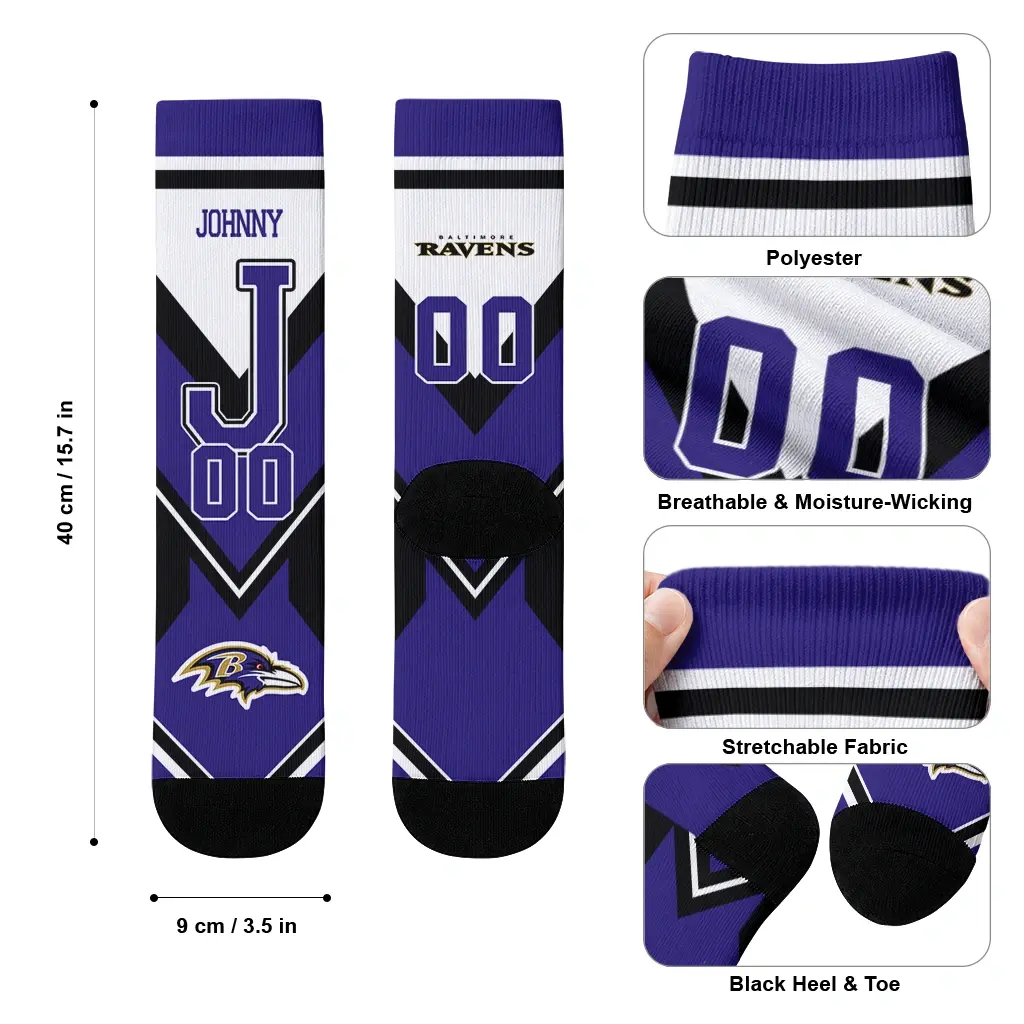 Baltimore Ravens Socks Personalized Arrow Blocks Purple High Quality Baltimore Ravens Socks Personalized Arrow Blocks Purple High Quality
