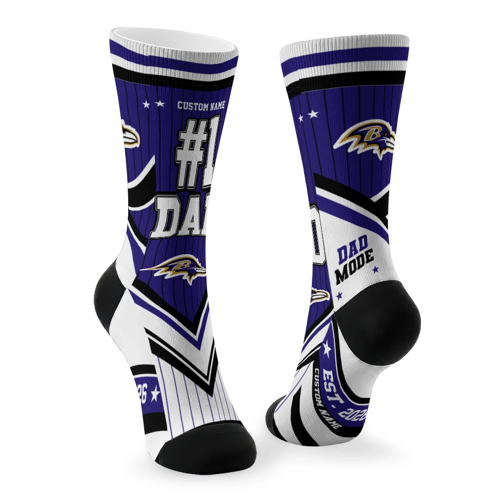 baltimore-ravens-socks-personalized-pinstripe-chevron-purple-white-fashion-forward.webp