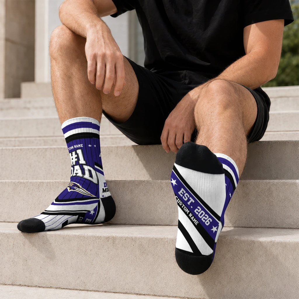 baltimore-ravens-socks-personalized-pinstripe-chevron-purple-white-latest-model.webp