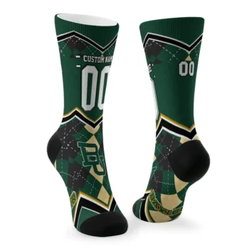 Baylor Bears Socks Custom Argyle Pattern Green Fashion Forward
