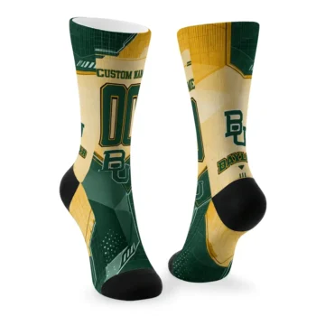 Baylor Bears Socks Custom Geometric Tech Green Fashion Forward