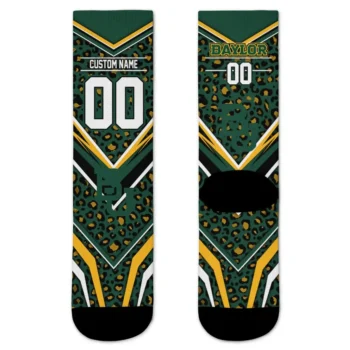 Baylor Bears Socks Custom Leopard Print Green Black Best Selling