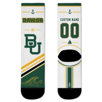 Baylor Bears Socks Custom Nautical Icons Green White Best Selling
